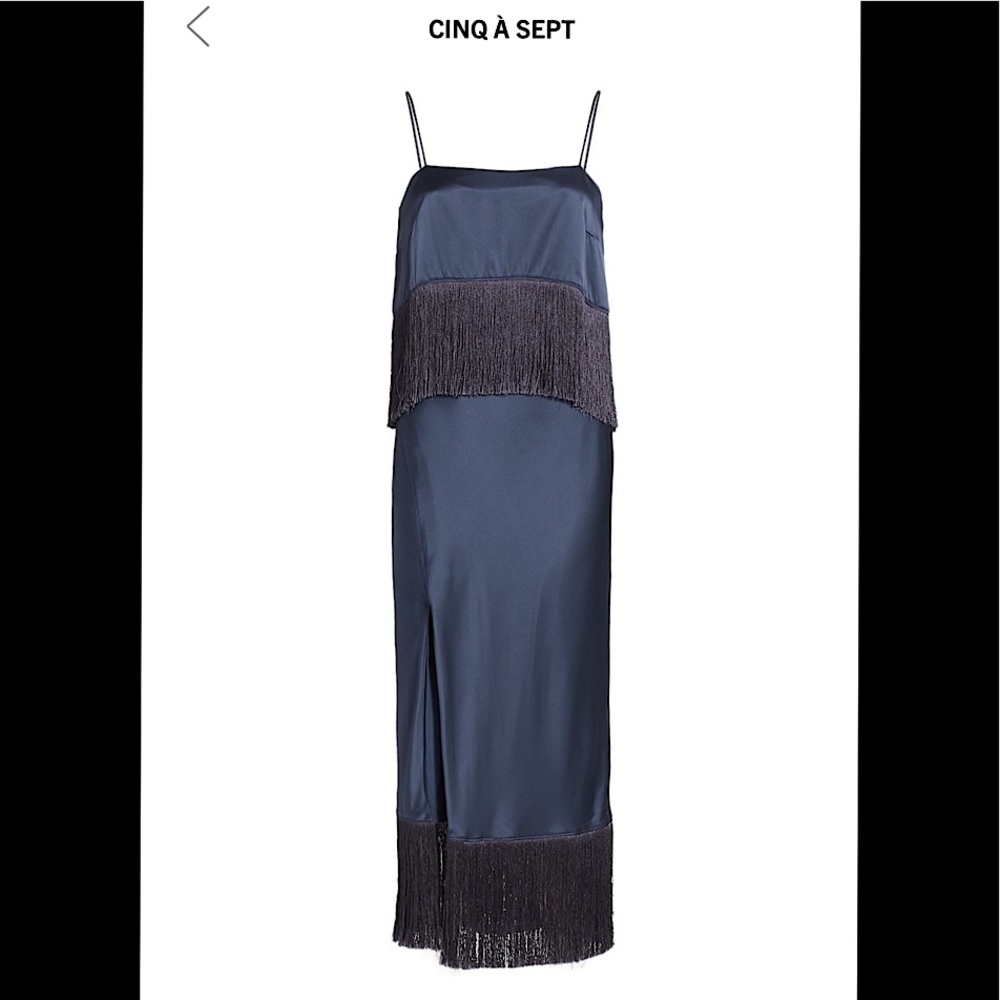 CINQ À SEPT blue silk midi dress